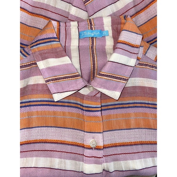 J McLaughlin Button Down Top Shirt Long Sleeves Lavender Striped Spring Size XS - Picture 3 of 5